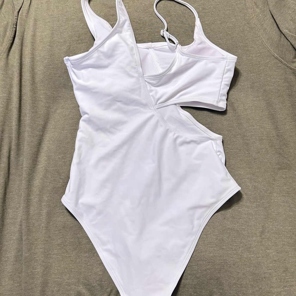 White Asymmetrical One-Piece Swimsuit